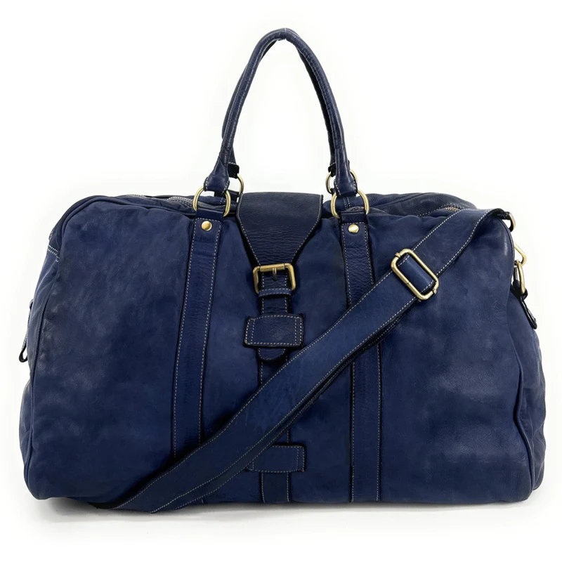 Sac de voyage en cuir vintage COBA Bleu profond