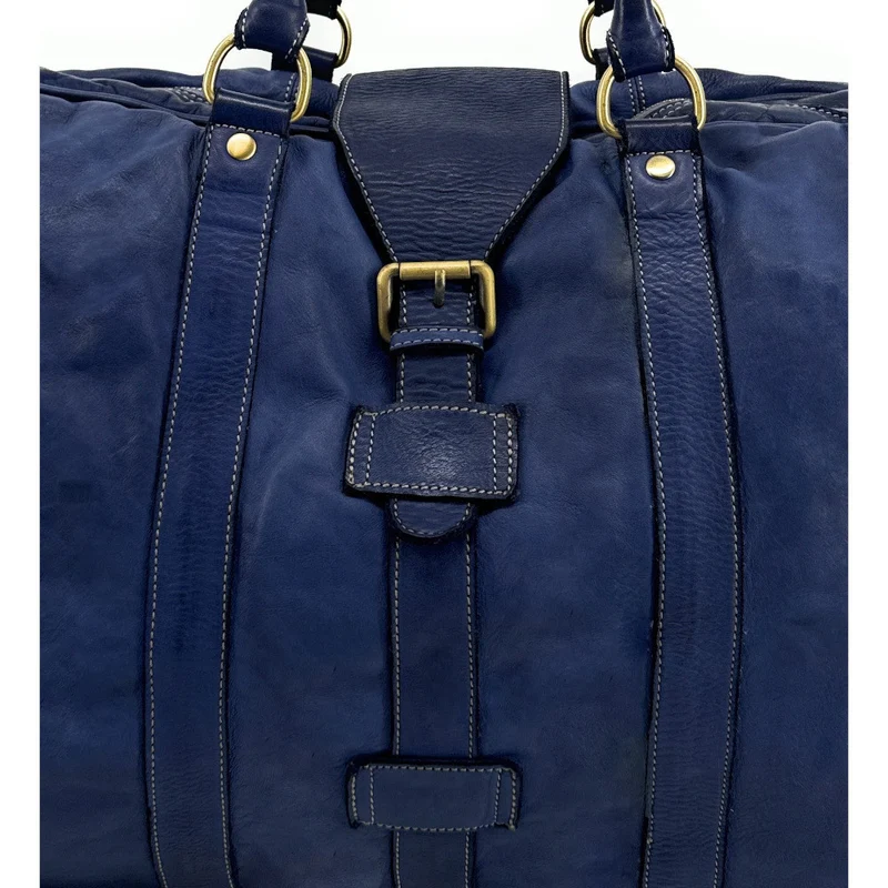 Sac de voyage en cuir vintage COBA Bleu profond