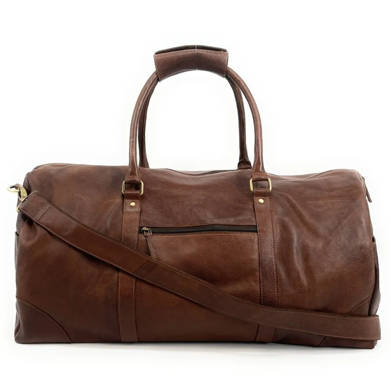 Sac de voyage en cuir vintage ASSOUAN Châtaigne
