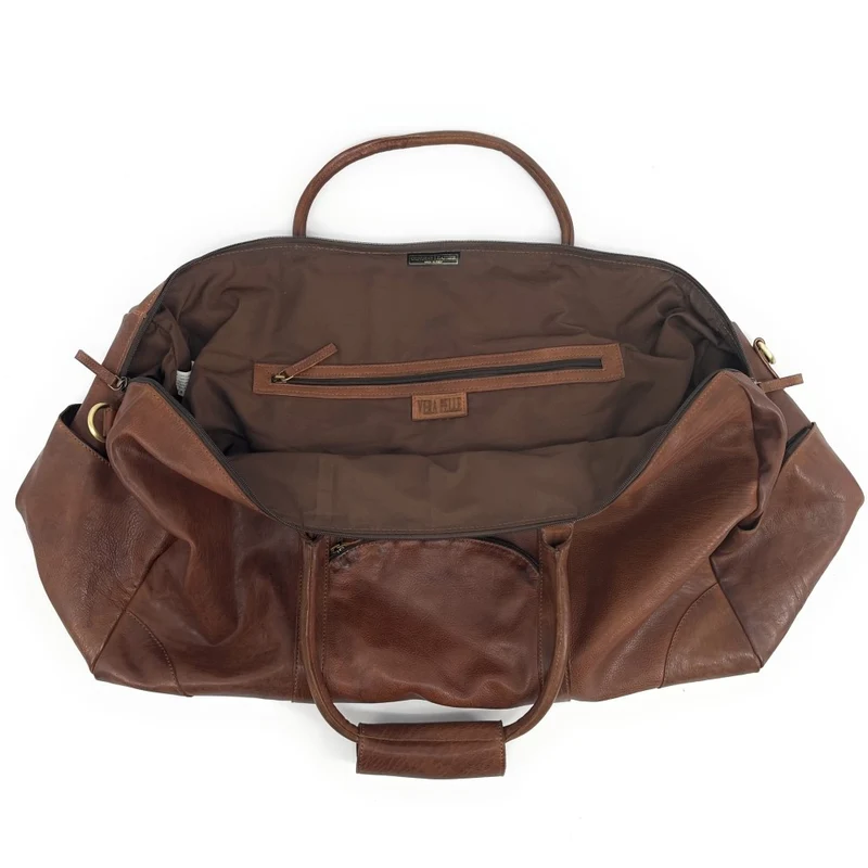 Sac de voyage en cuir vintage ASSOUAN Châtaigne
