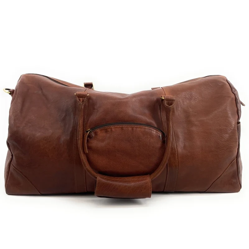 Sac de voyage en cuir vintage ASSOUAN Châtaigne