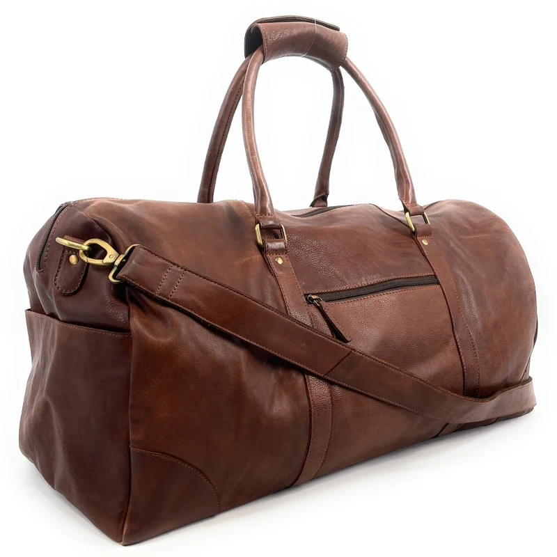 Sac de voyage en cuir vintage ASSOUAN Châtaigne
