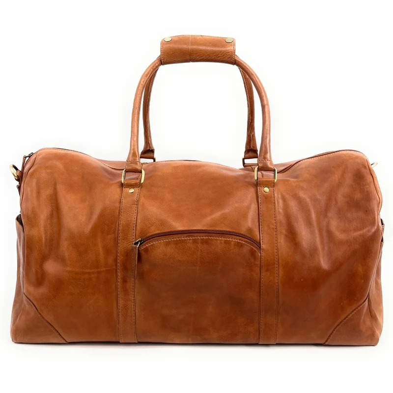 Sac de voyage en cuir vintage ASSOUAN Camel