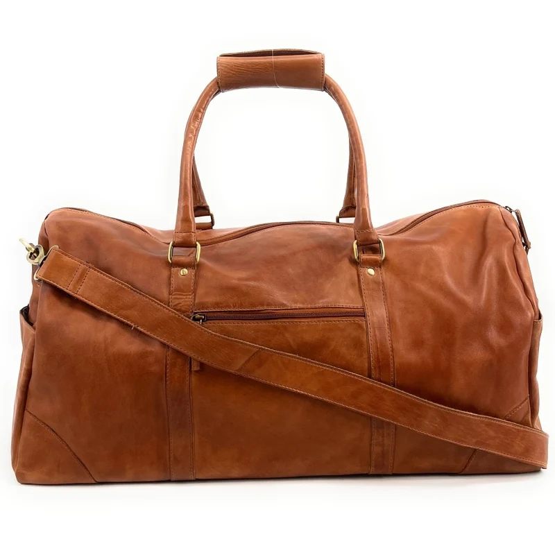 Sac de voyage en cuir vintage ASSOUAN Camel