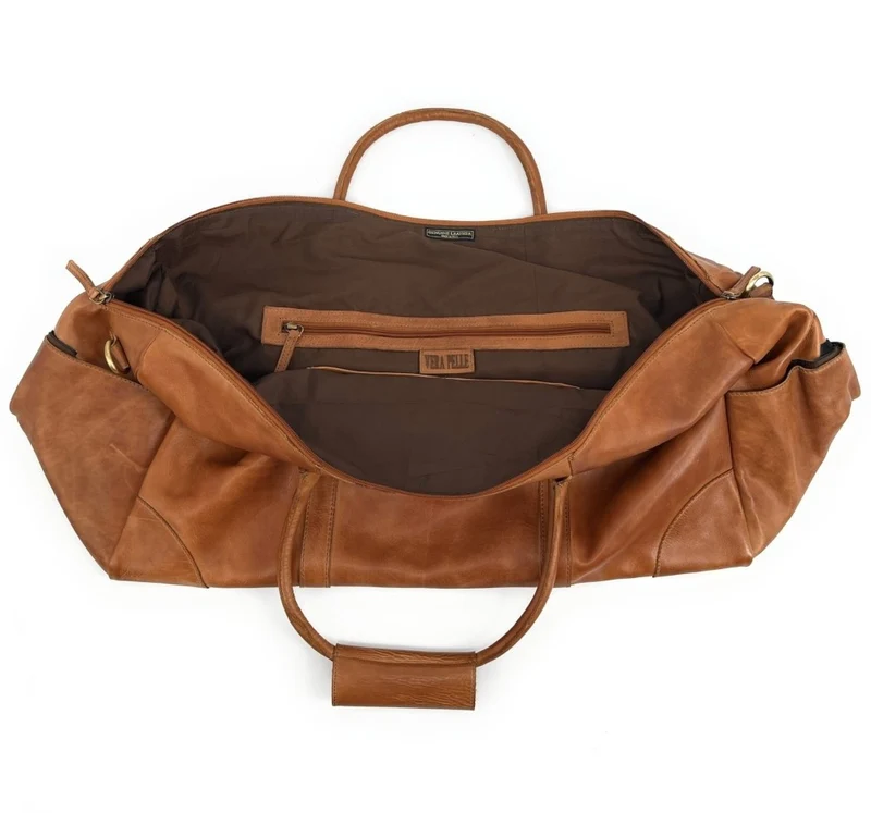 Sac de voyage en cuir vintage ASSOUAN Camel