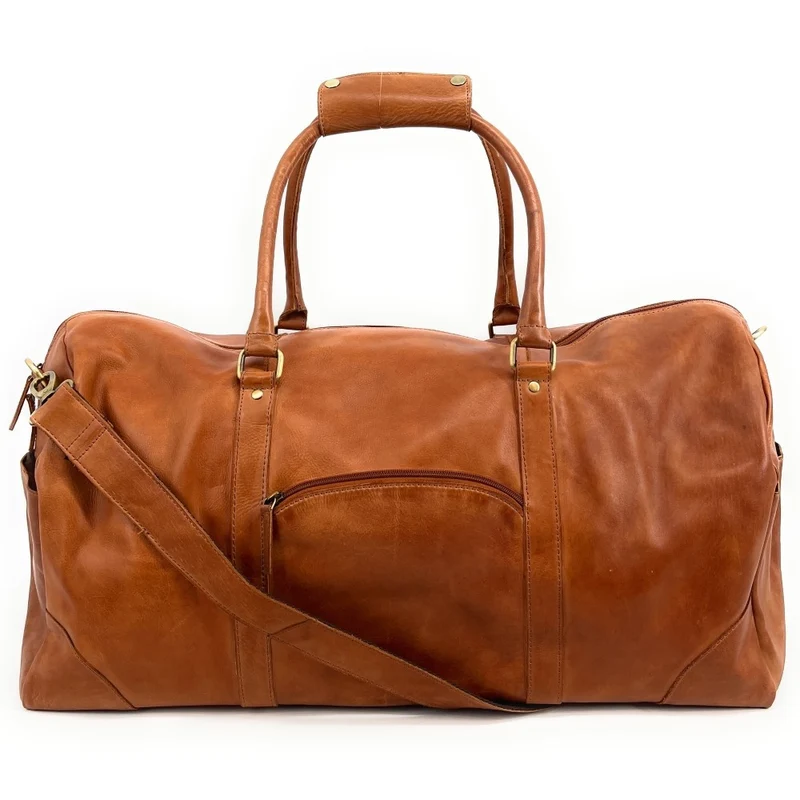 Sac de voyage en cuir vintage ASSOUAN Camel