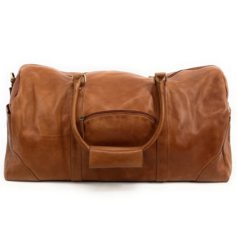 Sac de voyage en cuir vintage ASSOUAN Camel