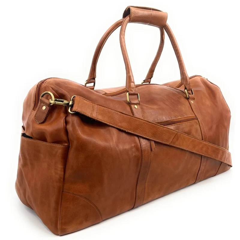 Sac de voyage en cuir vintage ASSOUAN Camel