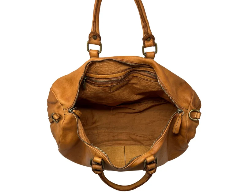 Sac de voyage en cuir italien KARNAK Camel foncé
