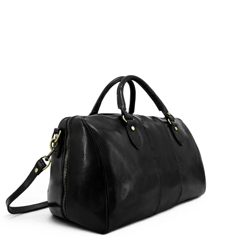 Sac de voyage en cuir lisse ANGKOR Noir