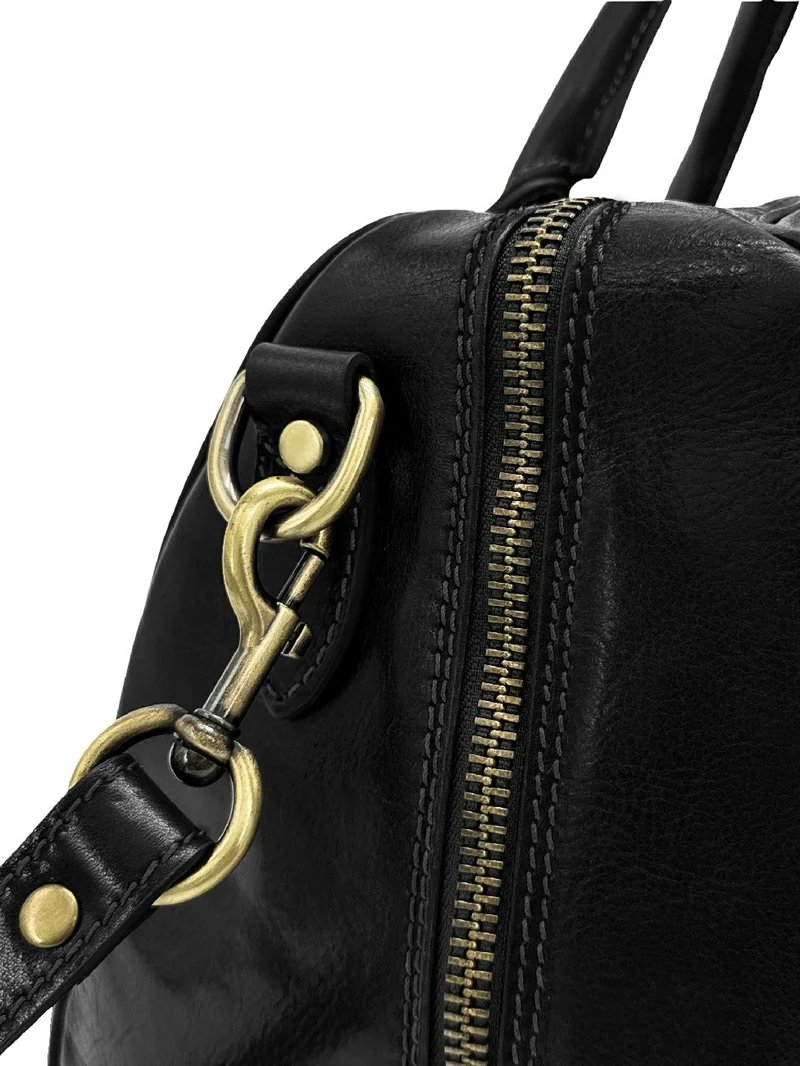 Sac de voyage en cuir lisse ANGKOR Noir