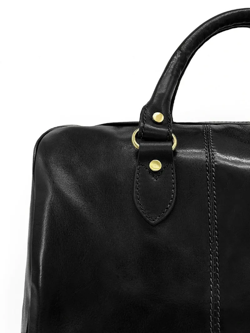 Sac de voyage en cuir lisse ANGKOR Noir