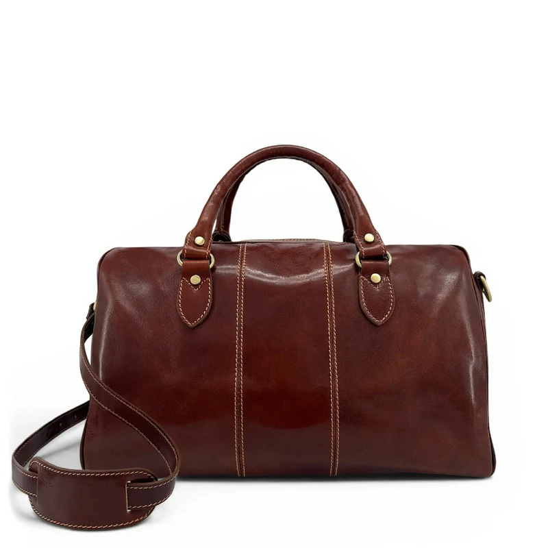 Sac de voyage en cuir lisse ANGKOR Marron châtaigne