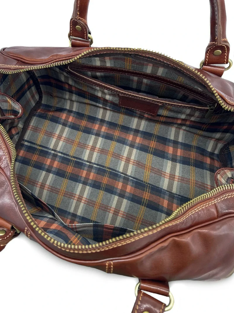 Sac de voyage en cuir lisse ANGKOR Marron châtaigne
