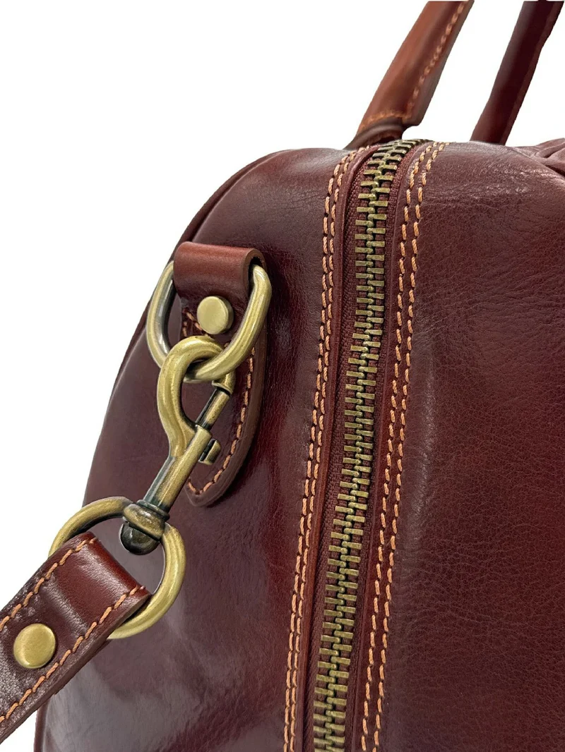 Sac de voyage en cuir lisse ANGKOR Marron châtaigne
