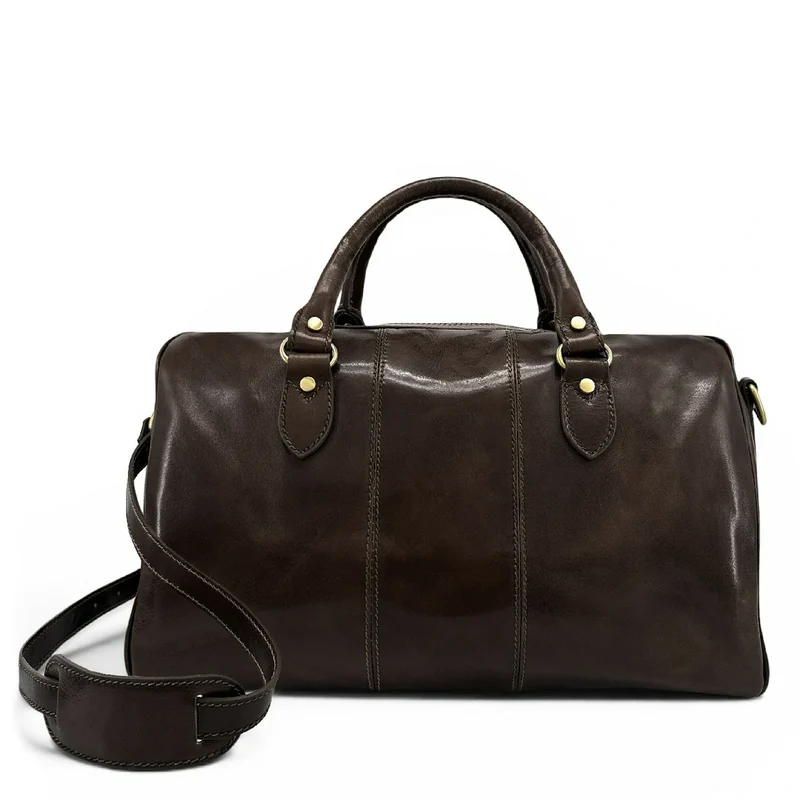 Sac de voyage en cuir lisse ANGKOR Marron chocolat