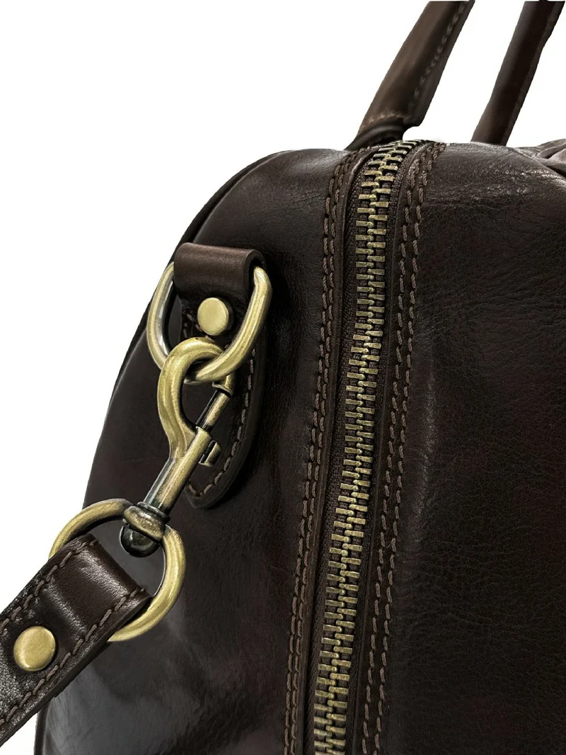 Sac de voyage en cuir lisse ANGKOR Marron chocolat