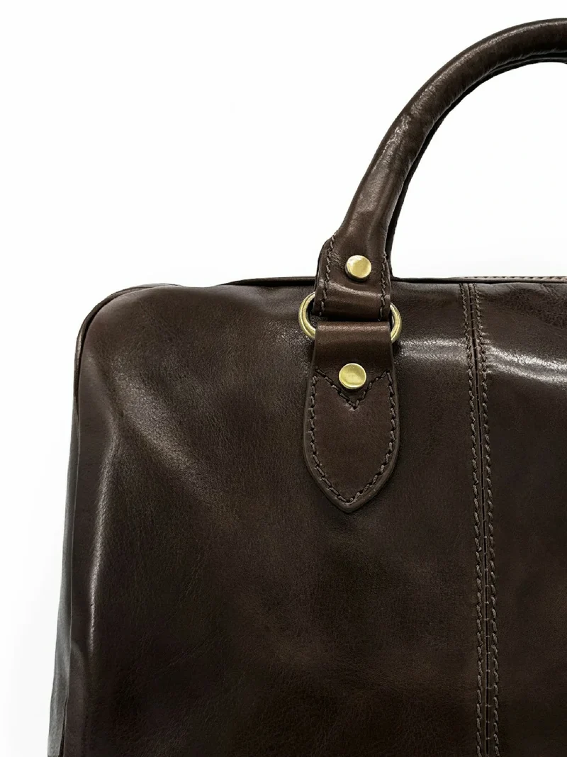 Sac de voyage en cuir lisse ANGKOR Marron chocolat