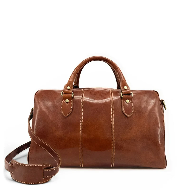 Sac de voyage en cuir lisse ANGKOR Marron cognac