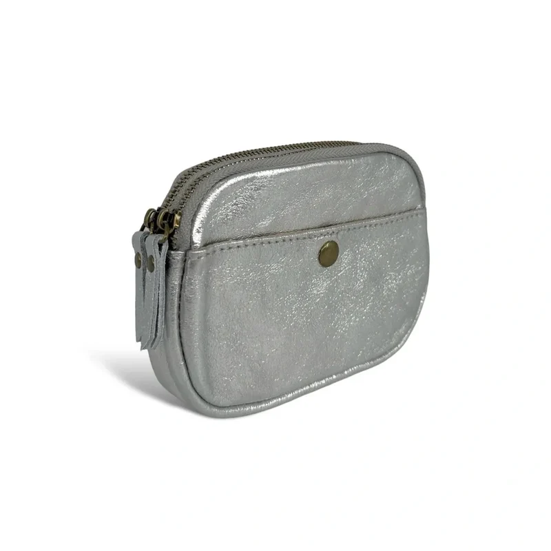 Pochette porte-monnaie en cuir irisé ZIPPY Argent clair