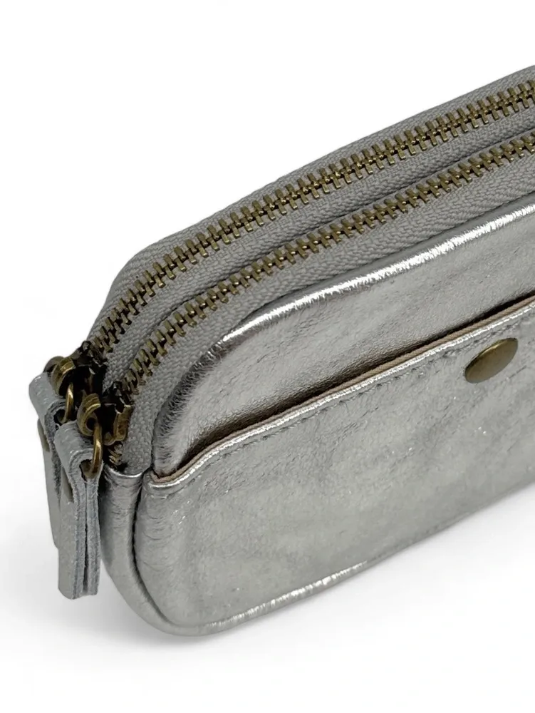 Pochette porte-monnaie en cuir irisé ZIPPY Argent clair