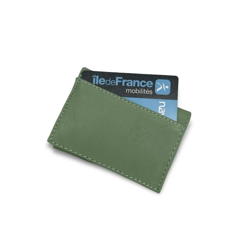 Porte-cartes en cuir lisse IMPRESSION Vert pastel