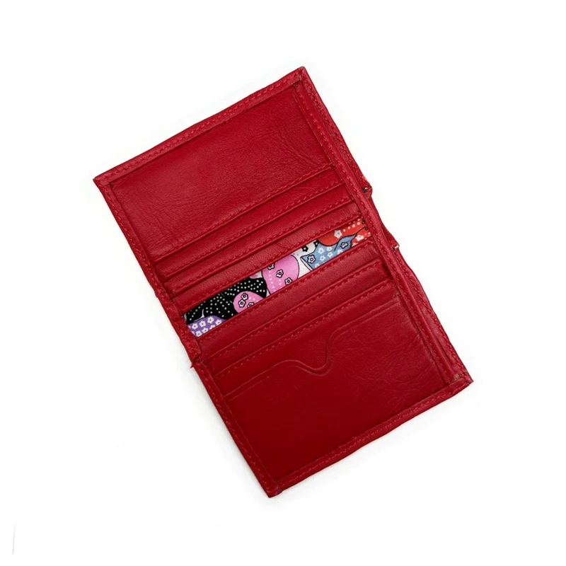 Porte-cartes en cuir lisse IMPRESSION Rouge intense