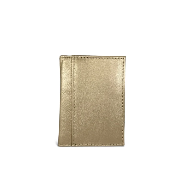Porte-cartes en cuir lisse IMPRESSION Or pâle