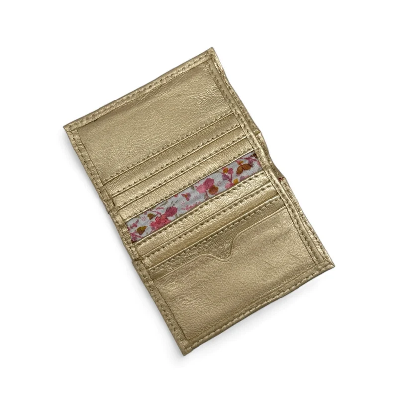 Porte-cartes en cuir lisse IMPRESSION Or pâle