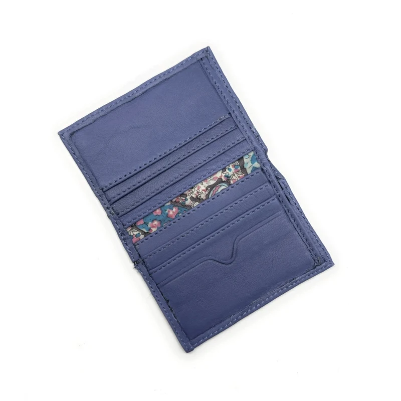 Porte-cartes en cuir lisse IMPRESSION Bleu indigo