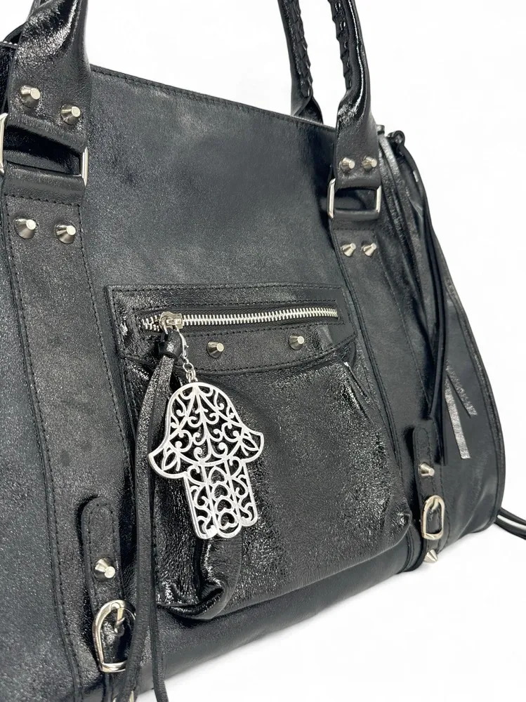Charm de sac à main en métal argenté KHOMSA