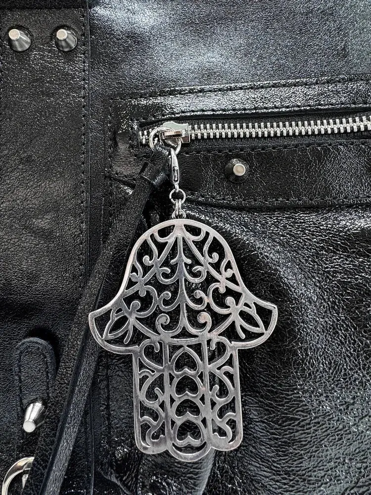 Charm de sac à main en métal argenté KHOMSA