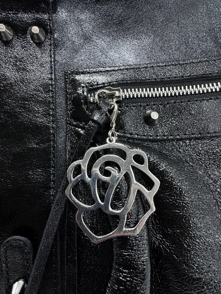 Charm de sac à main en métal argenté ROSE