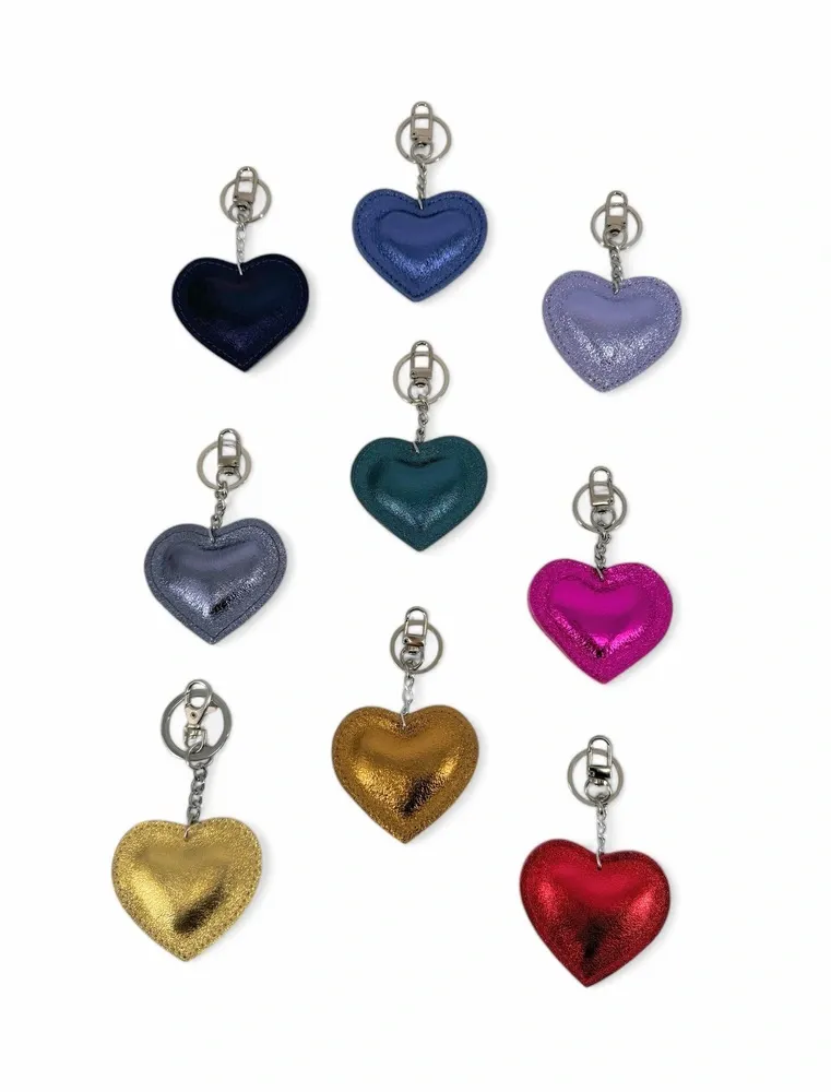 Porte-clés en cuir irisé COEUR GLOW Or vieilli