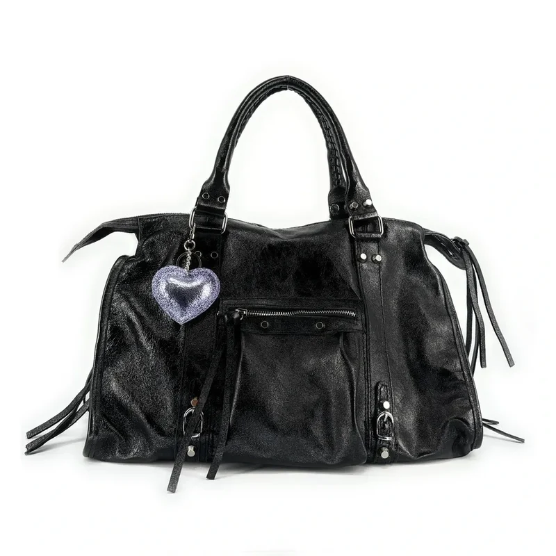 Porte-clés en cuir irisé COEUR GLOW Lilas irisé