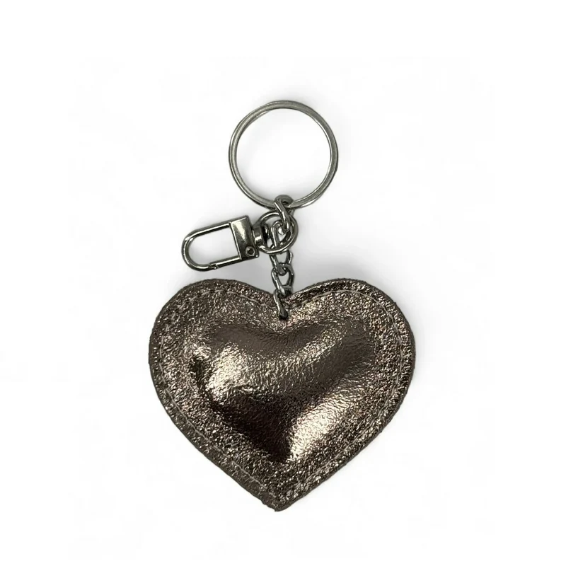 Porte-clés en cuir irisé COEUR GLOW Champagne irisé