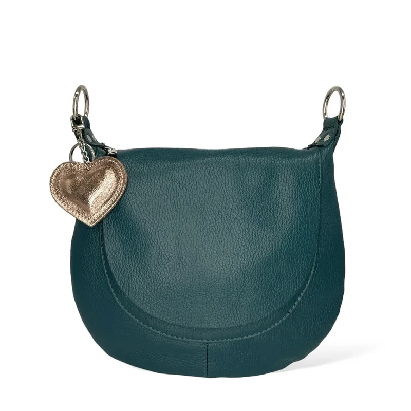 Porte-clés en cuir irisé COEUR GLOW Champagne irisé