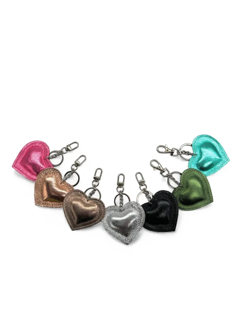 Porte-clés en cuir irisé COEUR GLOW Champagne irisé