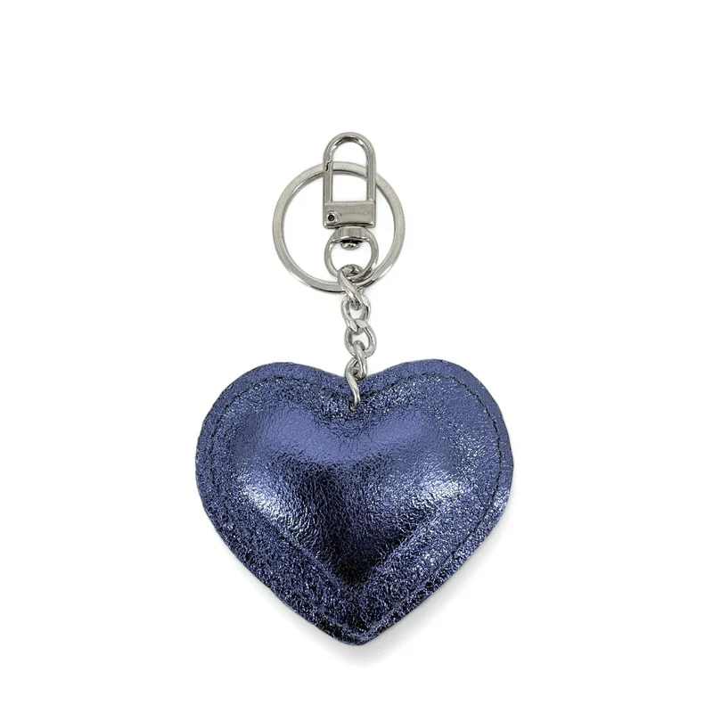 Porte-clés en cuir irisé COEUR GLOW Bleu cobalt irisé