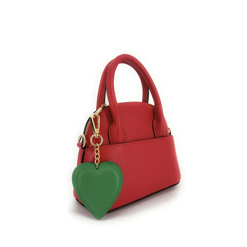 Porte-clés en cuir grainé COEUR Vert anglais
