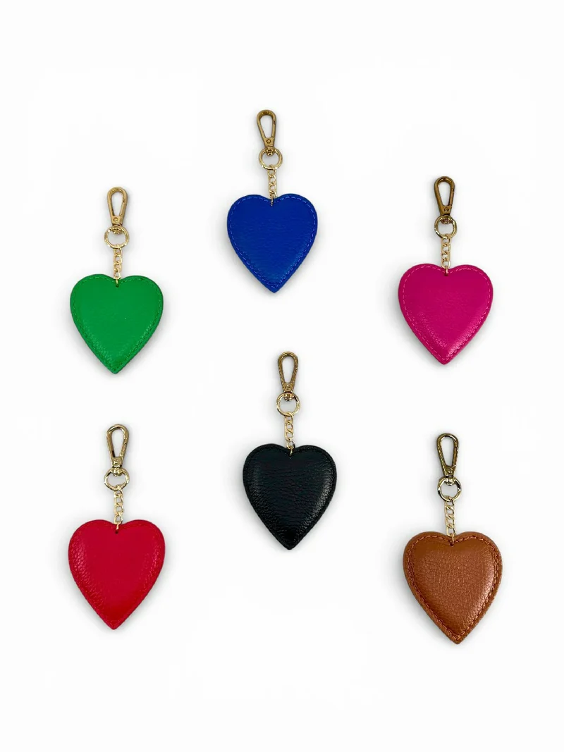Porte-clés en cuir grainé COEUR Vert anglais