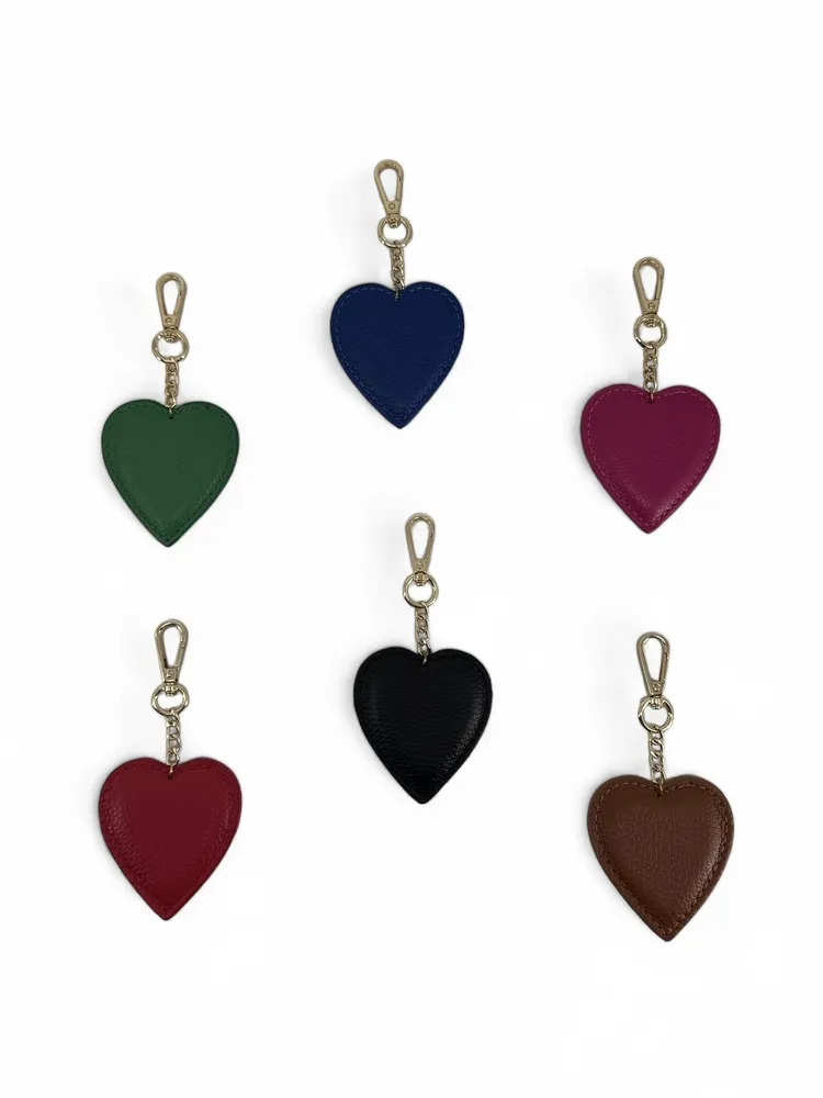 Porte-clés en cuir grainé COEUR Noir
