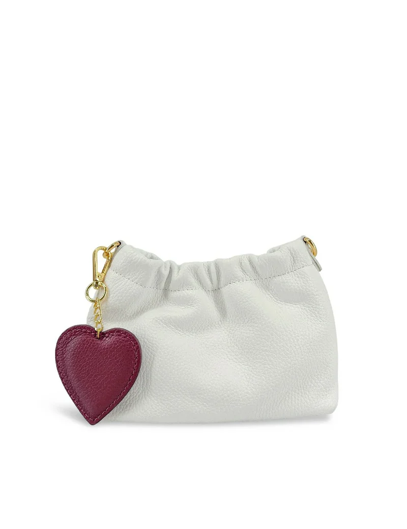 Porte-clés en cuir grainé COEUR Bordeaux