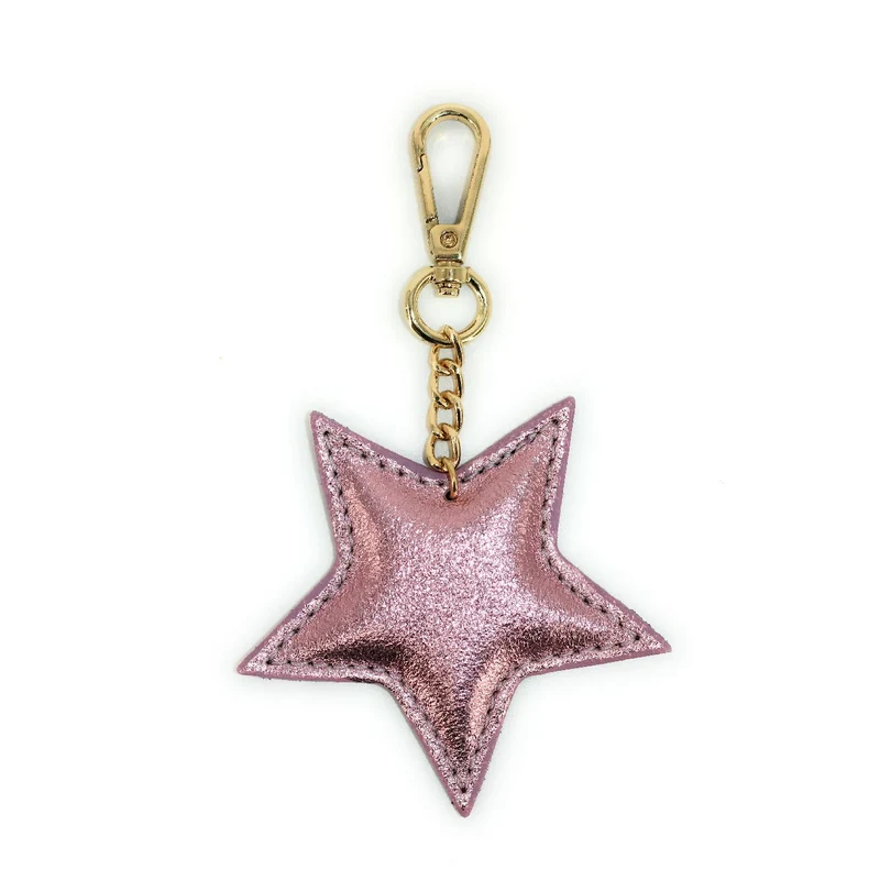 Porte-clés en cuir irisé ETOILE GLOW Rose pâle irisé