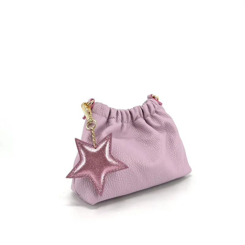 Porte-clés en cuir irisé ETOILE GLOW Rose pâle irisé