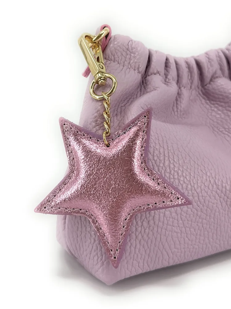 Porte-clés en cuir irisé ETOILE GLOW Rose pâle irisé