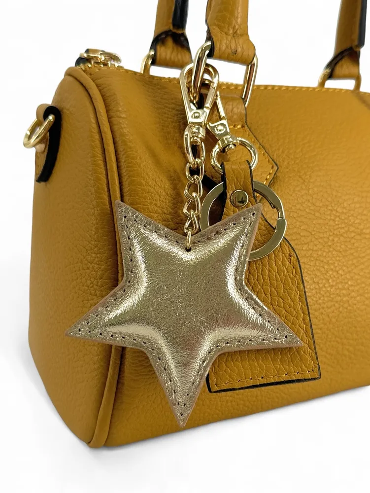 Porte-clés en cuir irisé ETOILE GLOW Or pâle
