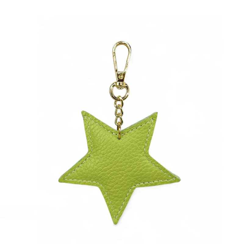Porte-clés en cuir grainé ETOILE Vert anis