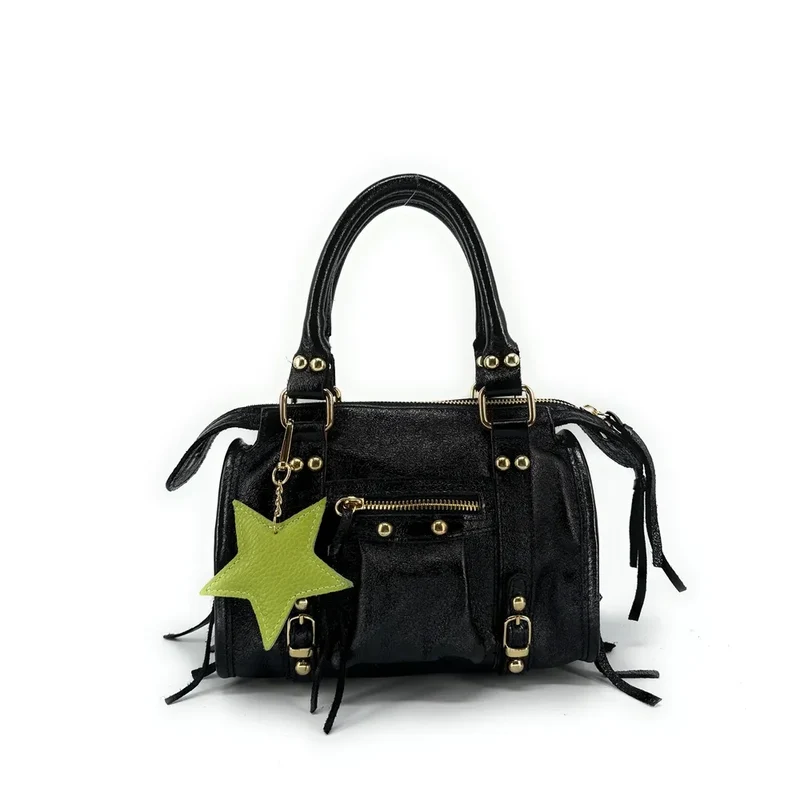 Porte-clés en cuir grainé ETOILE Vert anis