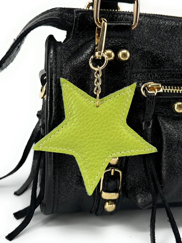 Porte-clés en cuir grainé ETOILE Vert anis